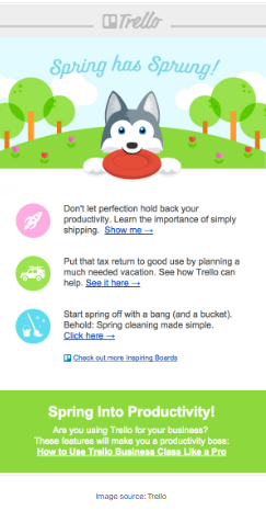 Trello’s spring email newsletter.